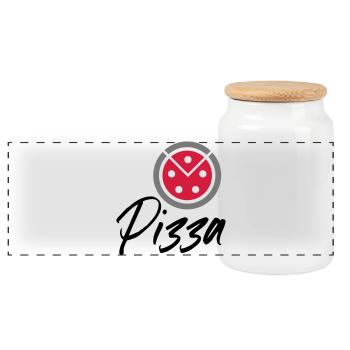 Pizza - Panorama Keksdose mit Holzdeckel - Weiß - Vorne