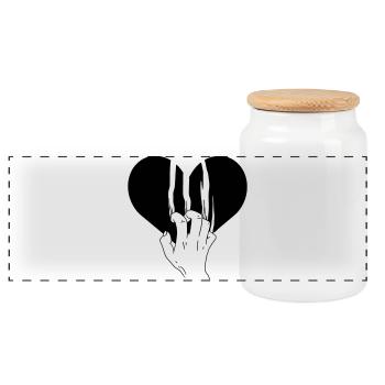 Broken Heart Torn Love - Panoramic Cookie Jar with Wooden Lid - white - Front