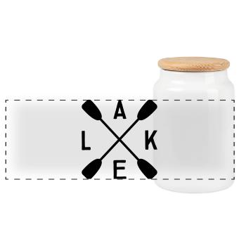 Lake - Panorama Keksdose mit Holzdeckel - Weiß - Vorne