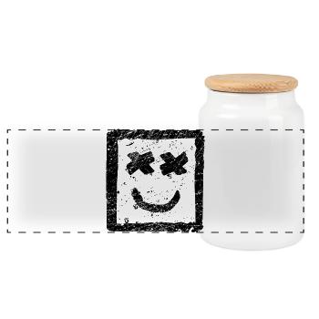 Be Happy Street Art – Cool Graffiti Punk Smile - Panoramic Cookie Jar with Wooden Lid - white - Front