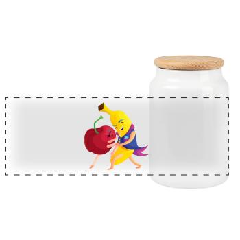 Church Banana Dancing KIBA Funny Shirt - Panoramic Cookie Jar with Wooden Lid - white - Front