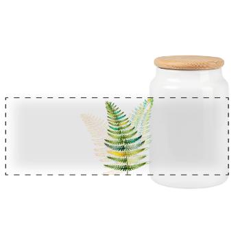 filigranes Farn Trio aus zarten leuchtenden Farben - Panorama Keksdose mit Holzdeckel - Weiß - Vorne