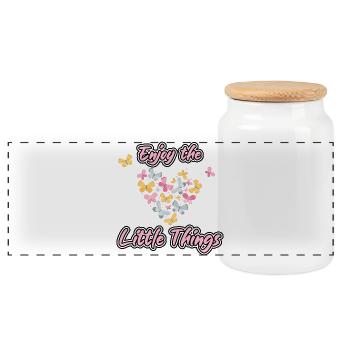 Profite de ces petites choses - Boîte à biscuits avec couvercle en bois - blanc - Devant