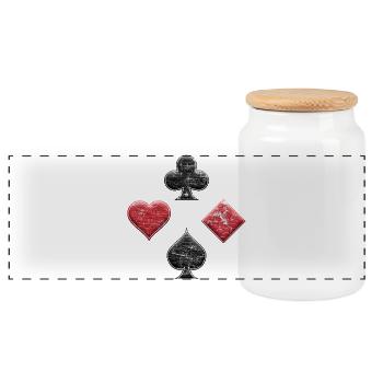 Croix de pique carreaux coeur poker et de skate used look - Boîte à biscuits avec couvercle en bois - blanc - Devant