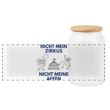 Nicht mein Zirkus Nicht meine Affen - Panorama Keksdose mit Holzdeckel - Weiß - Vorne