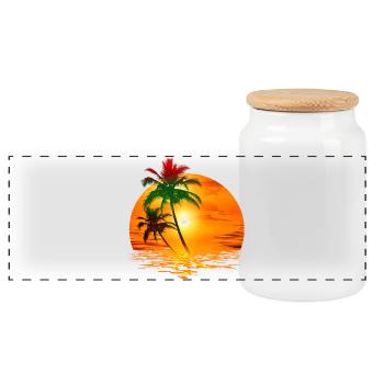 Travel Exotic Palmen Sonne - Panorama Keksdose mit Holzdeckel - Weiß - Vorne