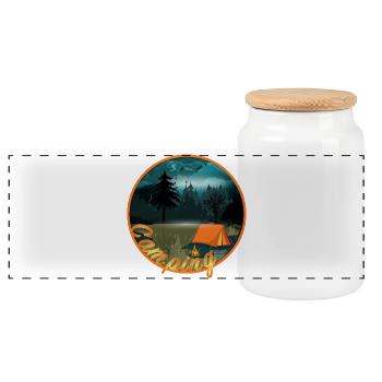 camping sauvagement romantique avec romance de feu de camp - Boîte à biscuits avec couvercle en bois - blanc - Devant