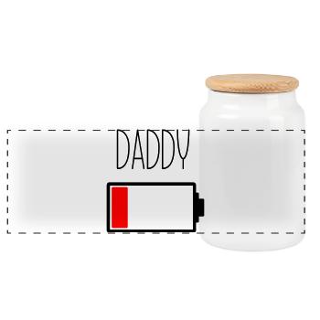 Battery Daddy - Panoramic Cookie Jar with Wooden Lid - white - Front