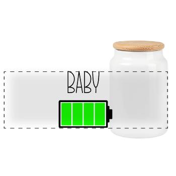 Battery Baby - Panoramic Cookie Jar with Wooden Lid - white - Front