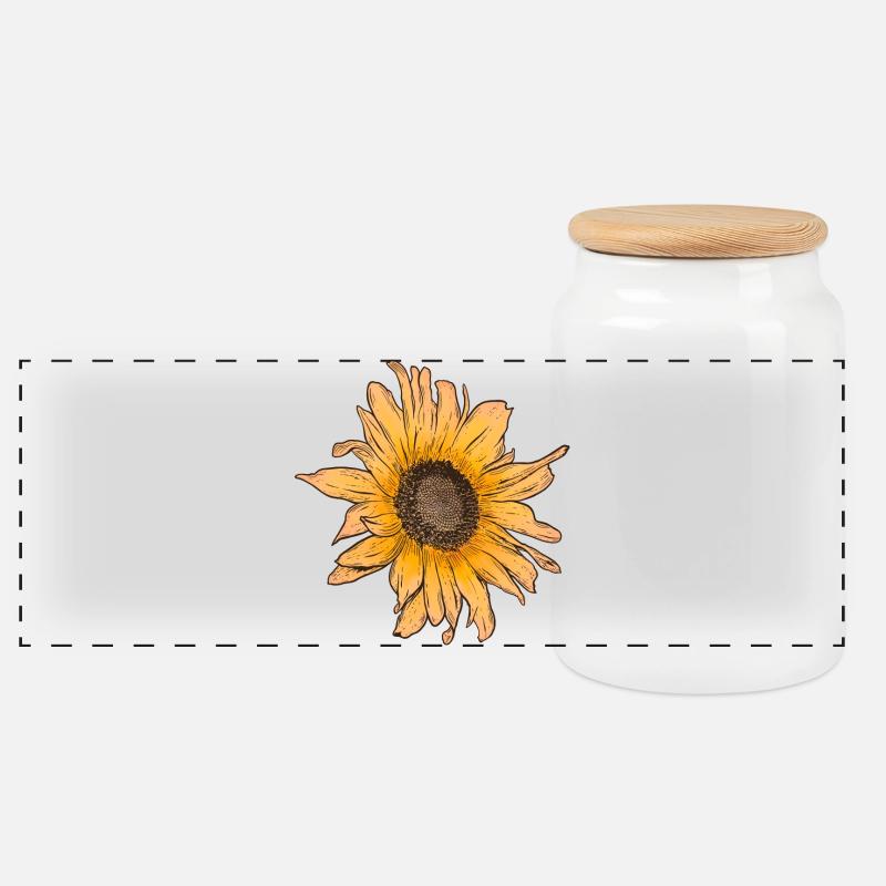 Sonnenblume Sonne Sommer - Panorama Keksdose mit Holzdeckel - Weiß
