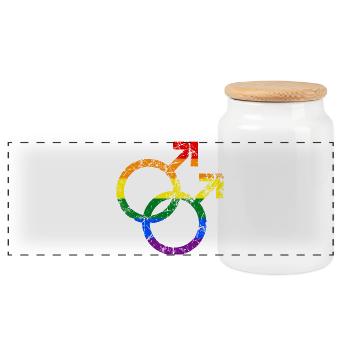 colorful lgbt gay mâle symbole grunge effet - Boîte à biscuits avec couvercle en bois - blanc - Devant