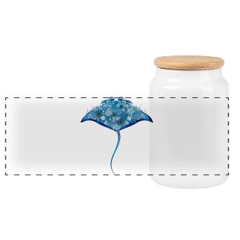 fascinating manta rays made of corals & shells - Panoramic Cookie Jar with Wooden Lid - white - Front