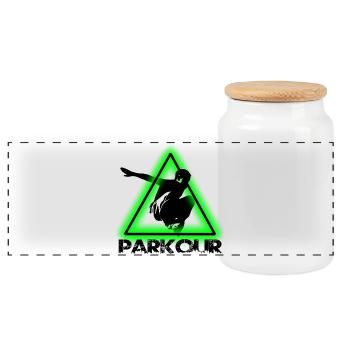 Parkour - Panoramic Cookie Jar with Wooden Lid - white - Front