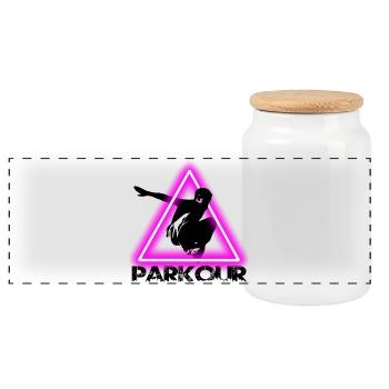 Parkour - Panoramic Cookie Jar with Wooden Lid - white - Front