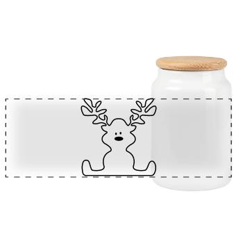 moose - Panoramic Cookie Jar with Wooden Lid - white - Front