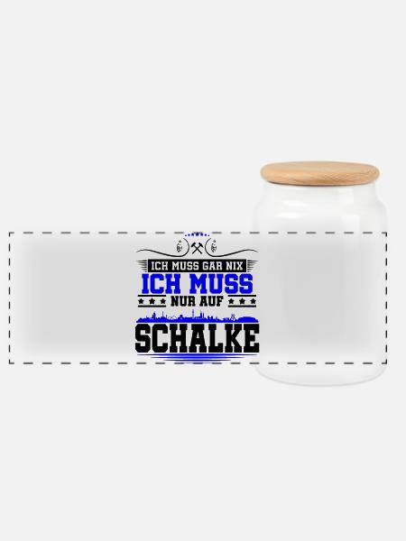 Ich muss Gar Nix nur auf Schalke | Farbe änderbar - Panorama Keksdose mit Holzdeckel - Weiß