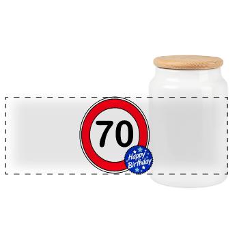 70th Birthday , 70 , Happy Birthday (25) - Panoramic Cookie Jar with Wooden Lid - white - Front