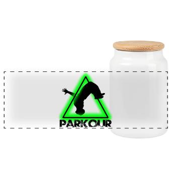 Parkour - Panoramic Cookie Jar with Wooden Lid - white - Front