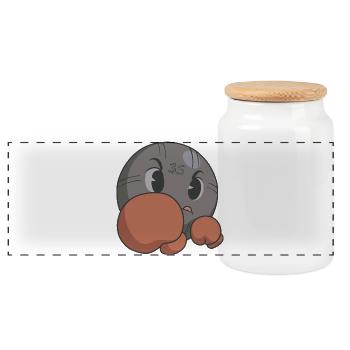 Boules de boules pour gants de boxe Bouler Boxer - Boîte à biscuits avec couvercle en bois - blanc - Devant