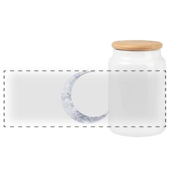 delicate shimmering silver moon - Panoramic Cookie Jar with Wooden Lid - white - Front