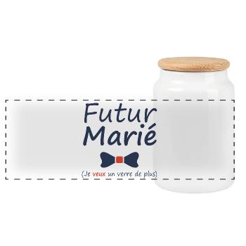 Futur marié - Je veux un verre de plus - Mariage - Boîte à biscuits avec couvercle en bois - blanc - Devant