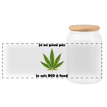 Stilisierte Cannabisblätter für Kleidung - Panorama Keksdose mit Holzdeckel - Weiß - Vorne