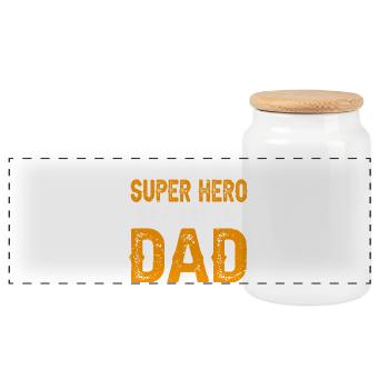 I Have a Superhero, I Call Him Dad - Panorama Keksdose mit Holzdeckel - Weiß - Vorne