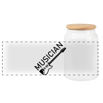musician Symbol Logo icon Gitarre Illustration - Panorama Keksdose mit Holzdeckel - Weiß - Vorne