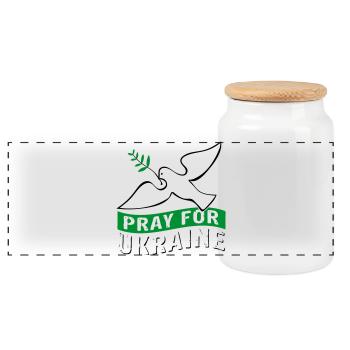 Pray for Ukraine mit Taube | Vectorgraphic - Panorama Keksdose mit Holzdeckel - Weiß - Vorne