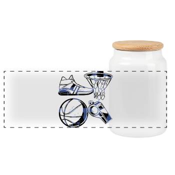 Basketteur - Boîte à biscuits avec couvercle en bois - blanc - Devant