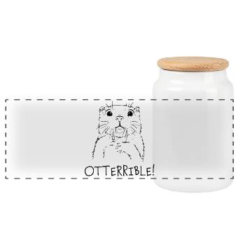Otterrible - Illustration Otter - Panorama Keksdose mit Holzdeckel - Weiß - Vorne