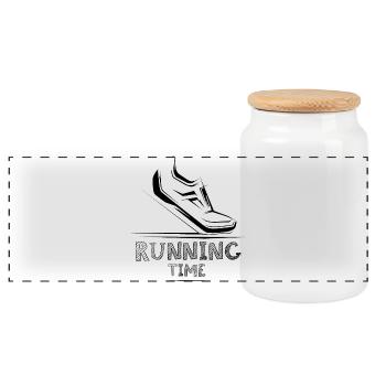 running time icon shoe runner illustration icon - Panoramic Cookie Jar with Wooden Lid - white - Front