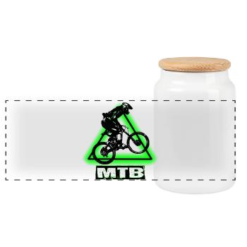 MTB Bike - Panoramic Cookie Jar with Wooden Lid - white - Front