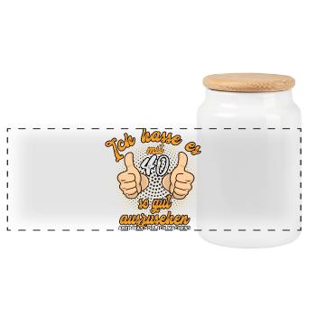1985 Jahrgang Geburtstag Geschenk - Panorama Keksdose mit Holzdeckel - Weiß - Vorne