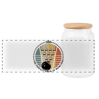 300 Bowling game - Panoramic Cookie Jar with Wooden Lid - white - Front