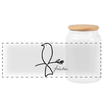 Peace - Panoramic Cookie Jar with Wooden Lid - white - Front