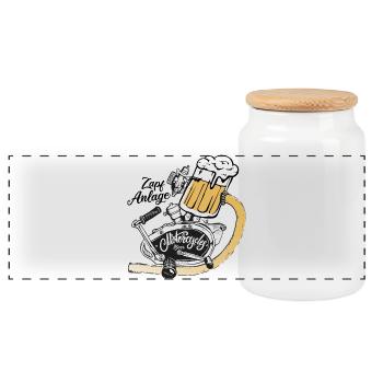 Zapfanlage Bier Twins Bikertreffen - Panorama Keksdose mit Holzdeckel - Weiß - Vorne
