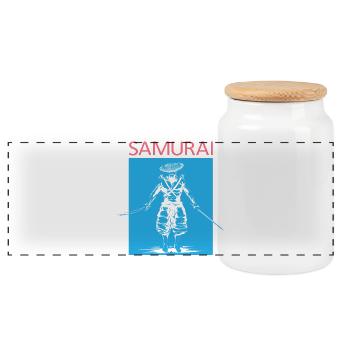 Symbole de samouraï Icône du logo Illustration Graphique - Boîte à biscuits avec couvercle en bois - blanc - Devant