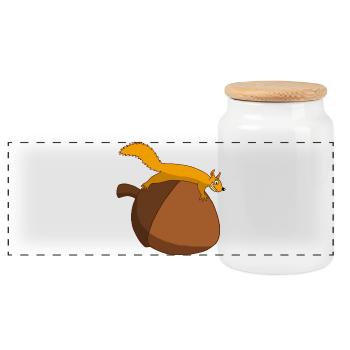 The squirrel against the glans - Panoramic Cookie Jar with Wooden Lid - white - Front