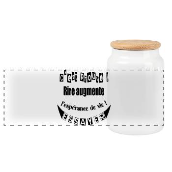 rire - Boîte à biscuits avec couvercle en bois - blanc - Devant
