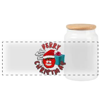Süße Beeren Weihnachten - Panorama Keksdose mit Holzdeckel - Weiß - Vorne