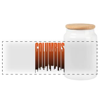 Columbus Skyline Sunset Gradient - Panoramic Cookie Jar with Wooden Lid - white - Front