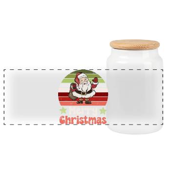 Père Noël Nikolaus Vintage Nostalgique - Boîte à biscuits avec couvercle en bois - blanc - Devant