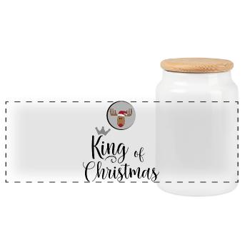 Roi de Noël - Boîte à biscuits avec couvercle en bois - blanc - Devant