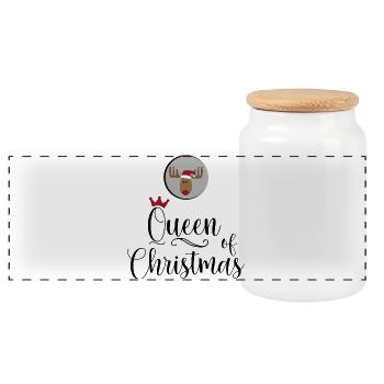 Reine de Noël - Boîte à biscuits avec couvercle en bois - blanc - Devant
