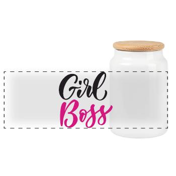 Fille Boss - Boîte à biscuits avec couvercle en bois - blanc - Devant