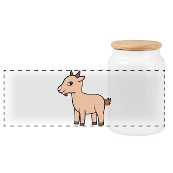 Goat Goat Geiss - Panoramic Cookie Jar with Wooden Lid - white - Front