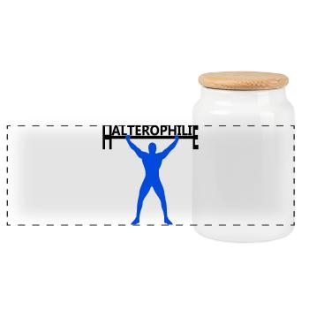 Haltérophilie - Boîte à biscuits avec couvercle en bois - blanc - Devant
