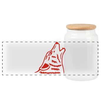 Le hurlement du loup rouge - Boîte à biscuits avec couvercle en bois - blanc - Devant
