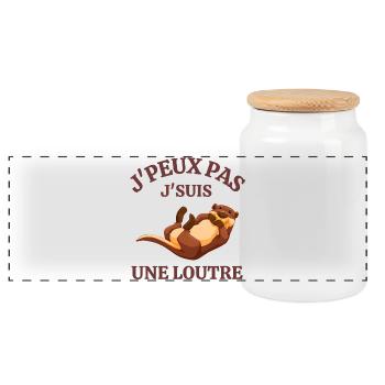 pas du matin, rater le réveil, grincheux le matin - Boîte à biscuits avec couvercle en bois - blanc - Devant